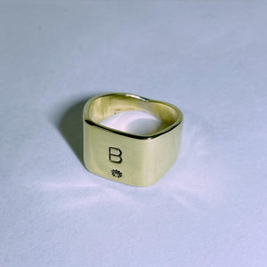 Salvador Initial Signet Ring - Brass